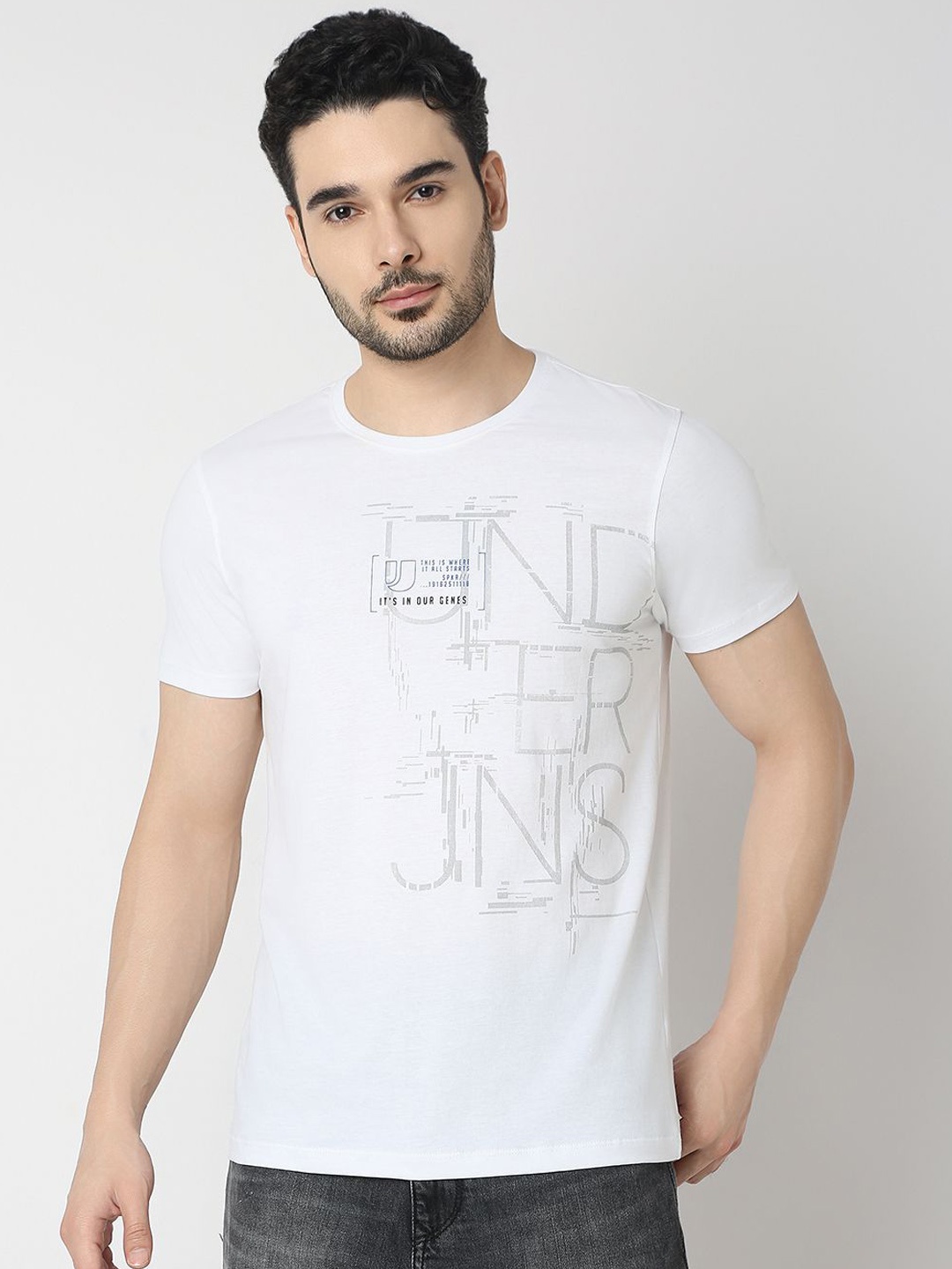 

UnderJeans by Spykar Men Typography Printed T-shirt, White