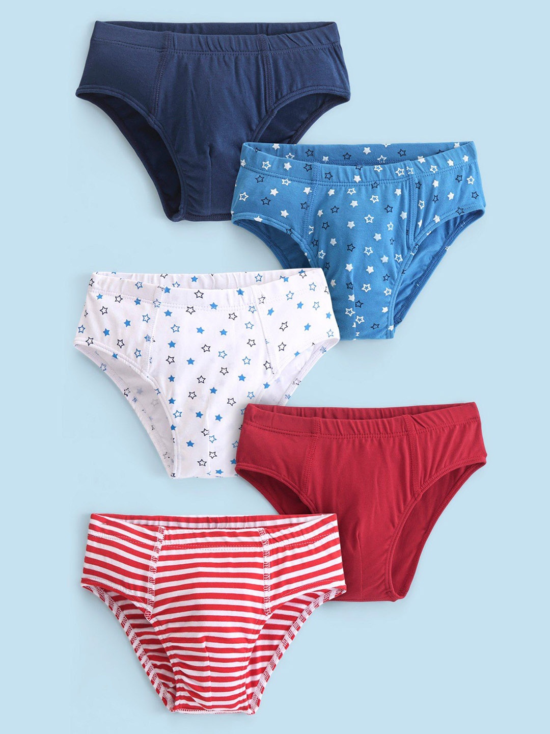 

Honeyhap Boys Pack Of 5 Printed Basic Briefs 14137273, Navy blue