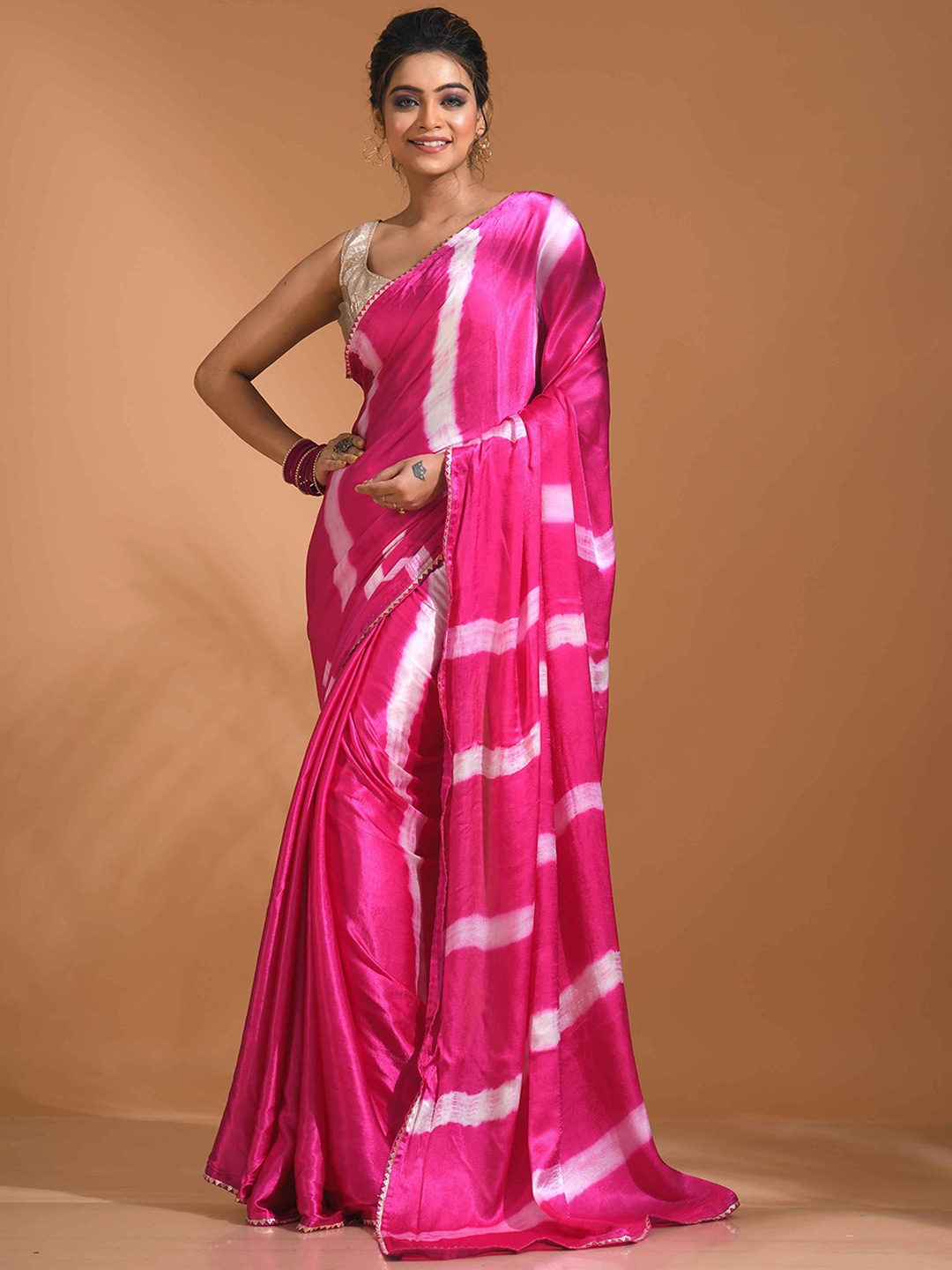 

Morchari Pure Chiffon Saree, Pink