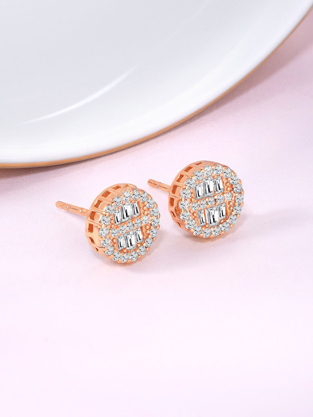 

Silvora by Peora 925 Sterling Silver Rose Gold Plated Cubic Zirconia Studs