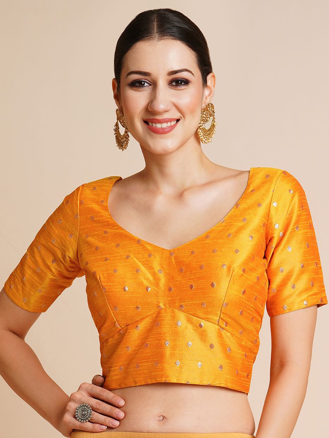 

RATAN Women Round Neck Saree Blouse, Yellow