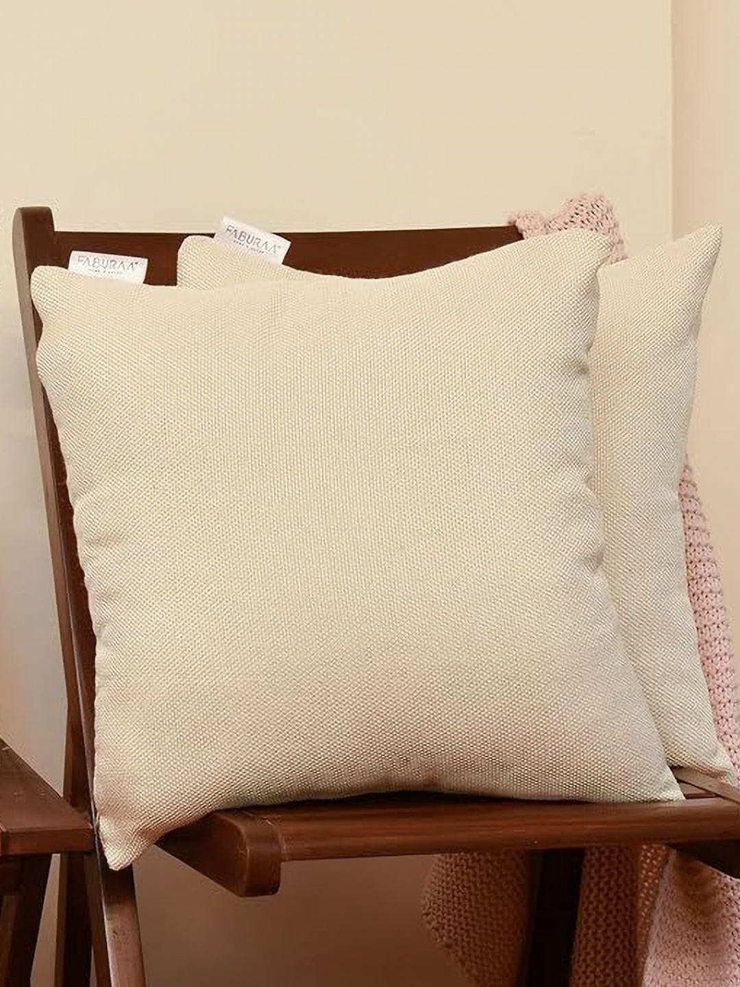 

FABURAA Off White 5 Pieces Jute Silk Square Cushion Covers