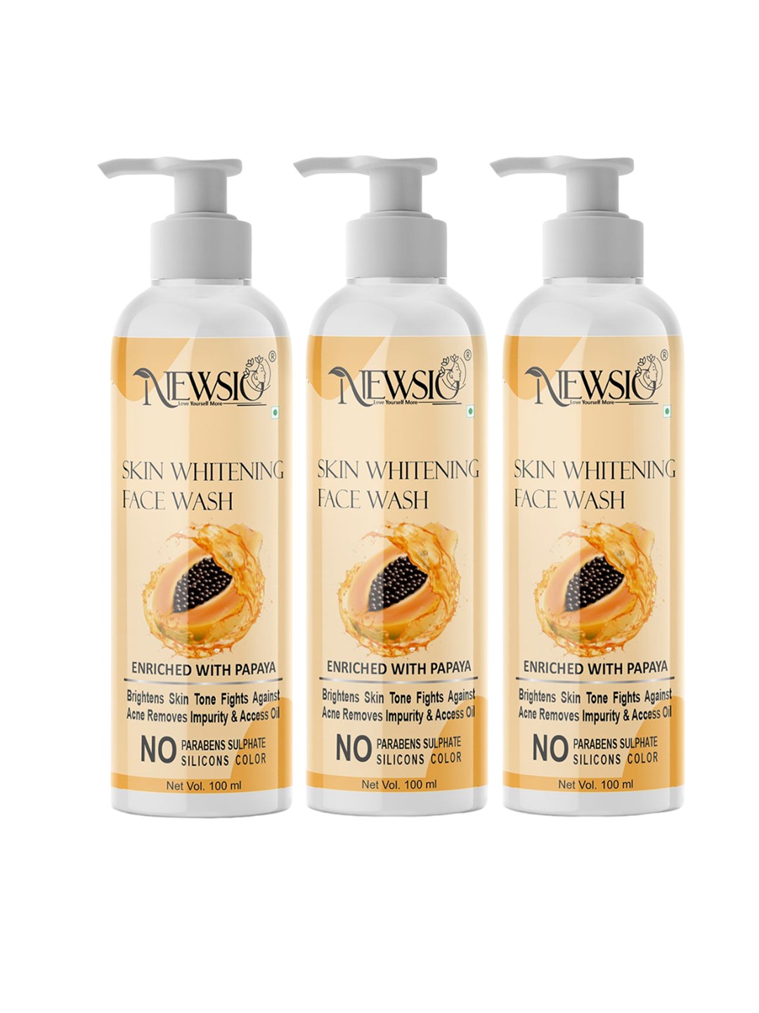

Newsio Set Of 3 Skin Whitening Face Wash-100 ml Each, White