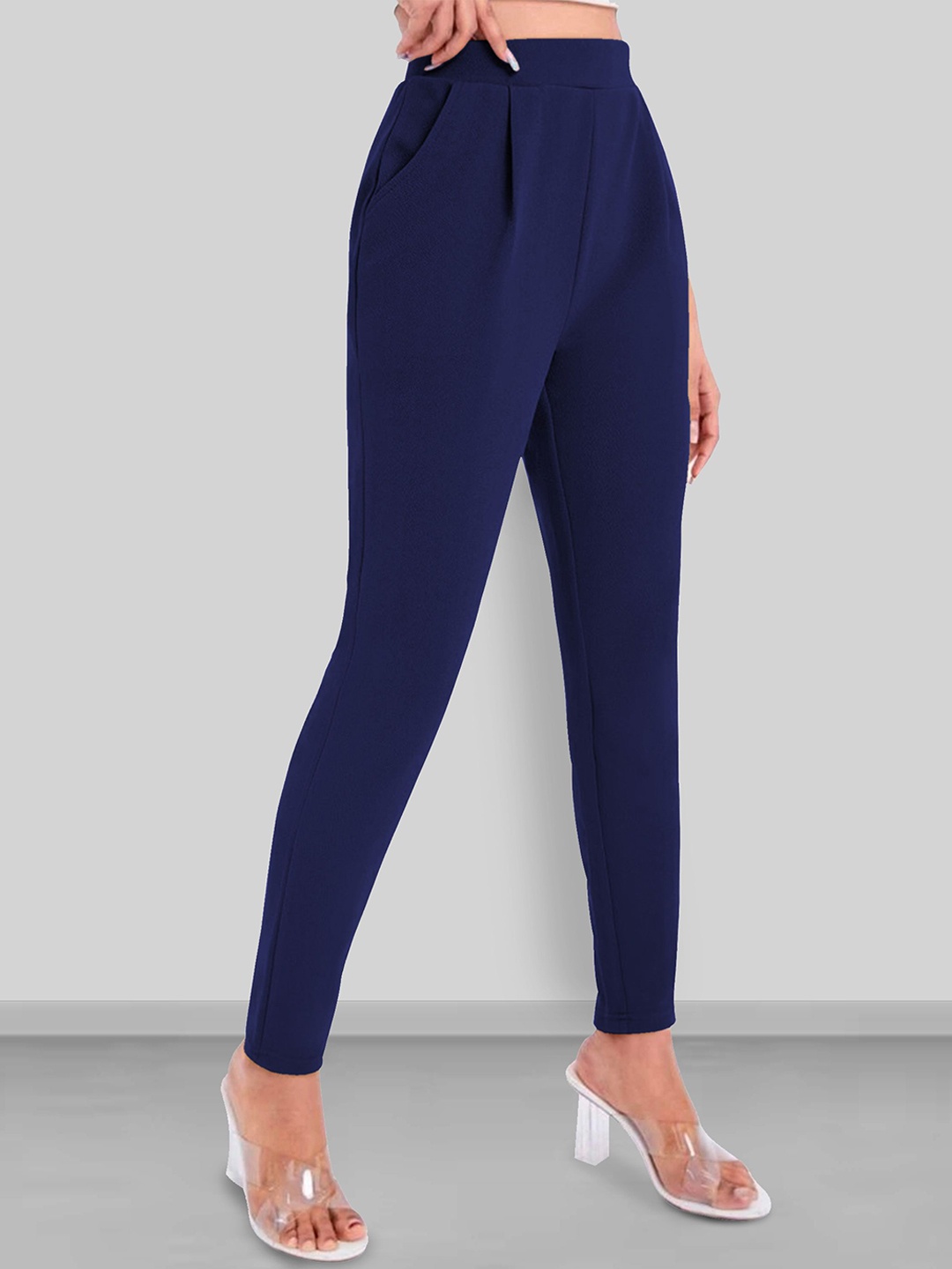 

Dream Beauty Fashion Women Easy Wash Pleated Trousers, Navy blue