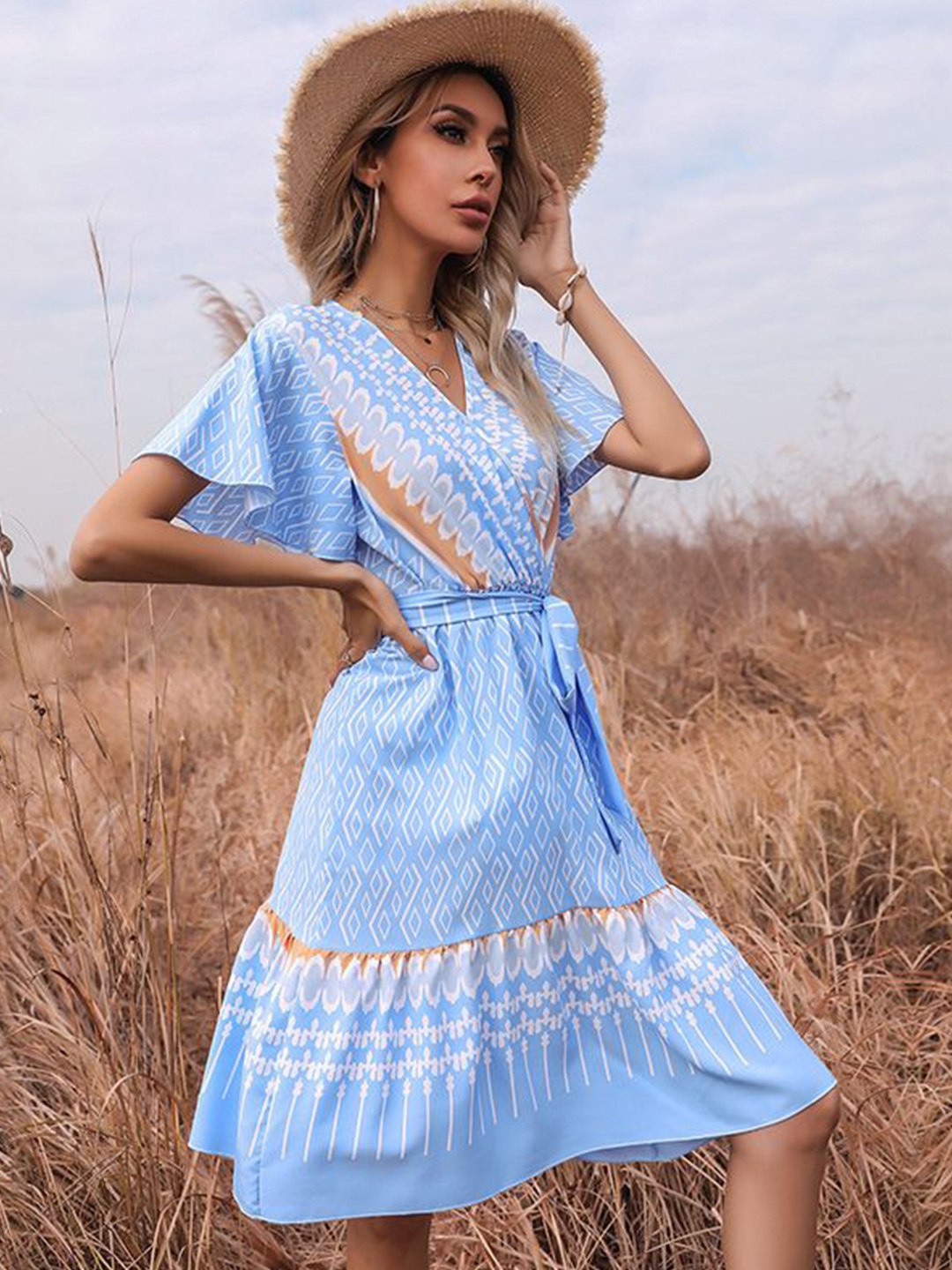 

StyleCast Geometric Printed A-Line Dress, Blue