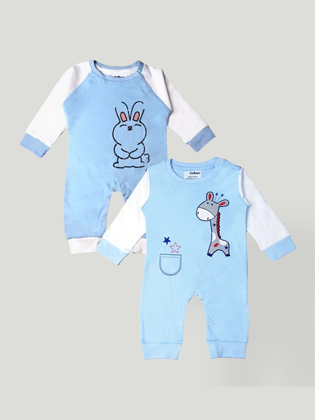 

Kidbea Infant Pack Of 2 Printed Organic Cotton Rompers, Blue