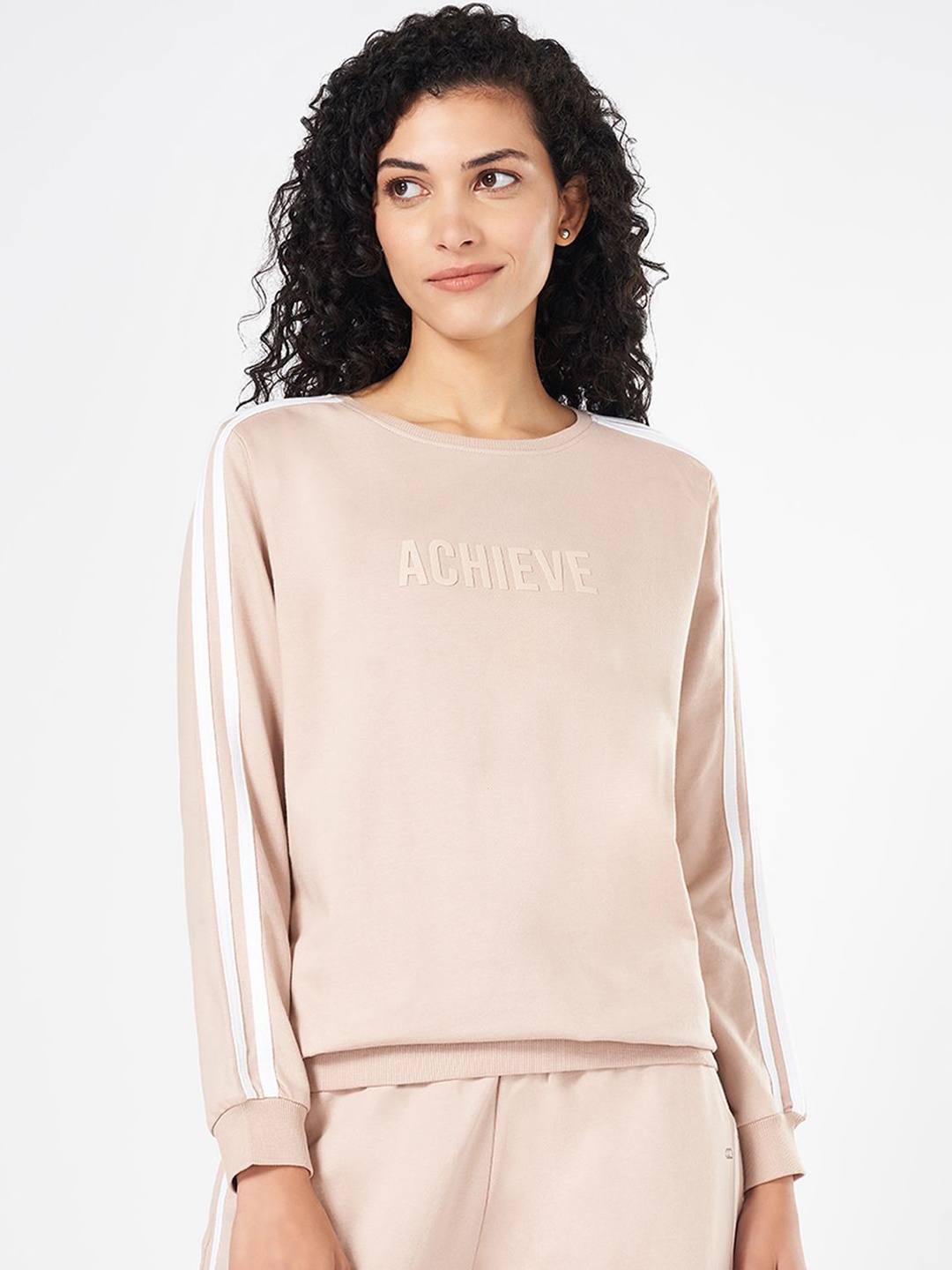 

Ajile by Pantaloons Women Typography Printed Round Neck Pure Cotton Sweatshirt, Brown