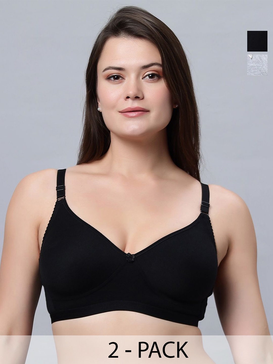 

In Care Pack Of 2 Full Coverage Non Padded T-shirt Bra, Black