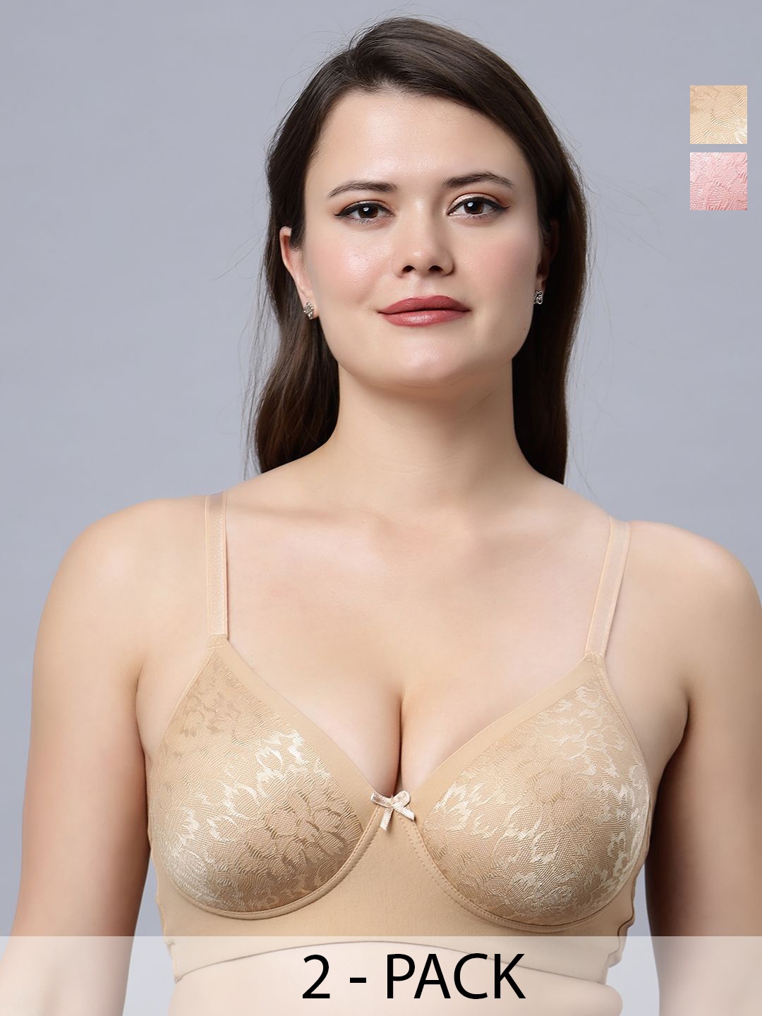 

In Care Solid Full Coverage Heavily Padded Cotton Bra, Pink