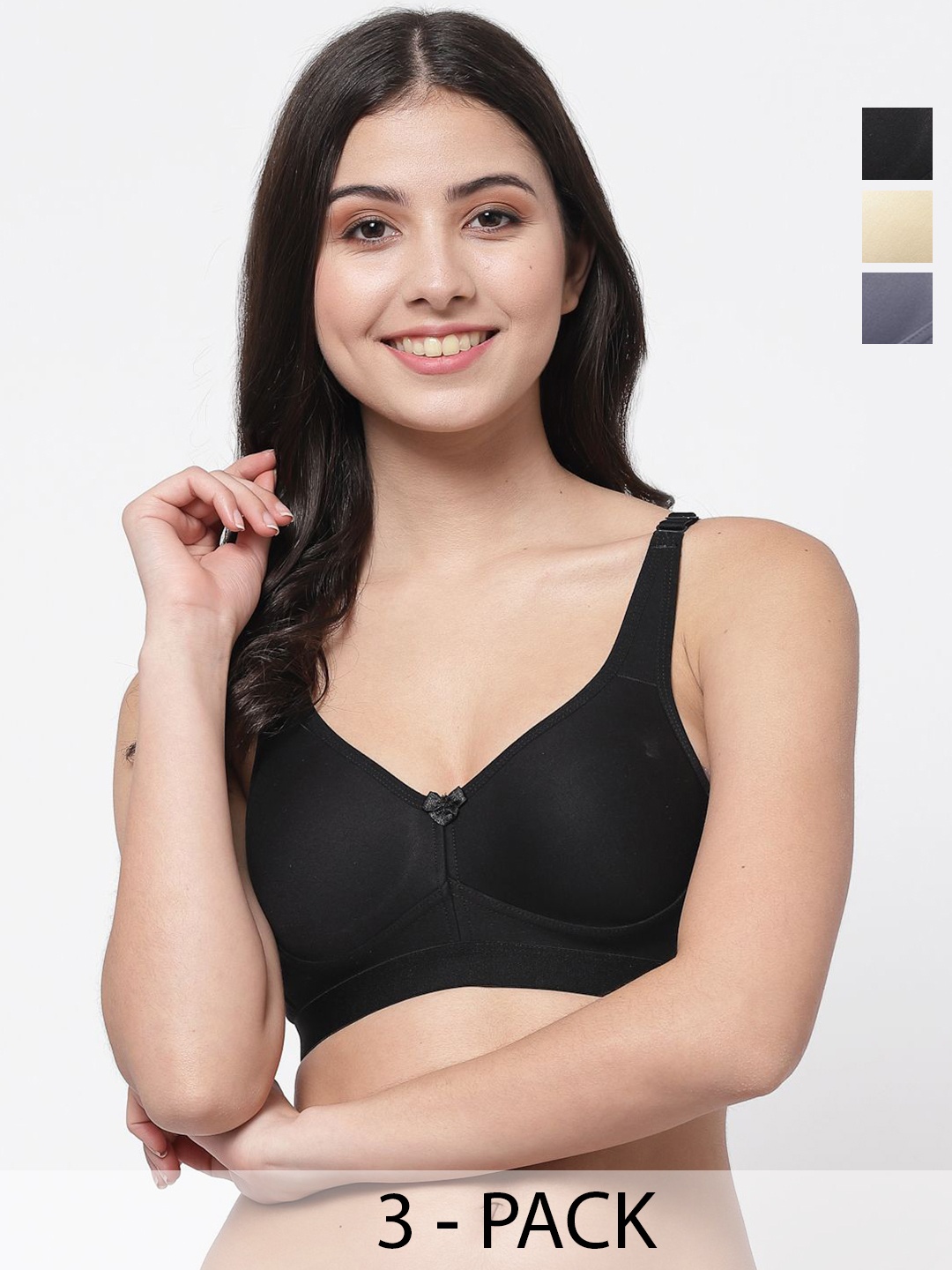 

College Girl Women Pack of 3 Full Coverage Lightly Padded Minimizer Bra, Grey