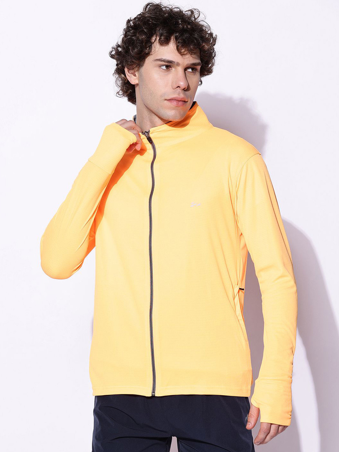 

BLUE TYGA Men Velvet Antimicrobial Biker Jacket, Yellow