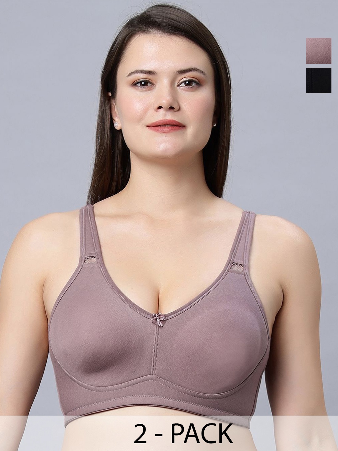 

In Care Pack of 2 Solid Full Coverage Bra, Black