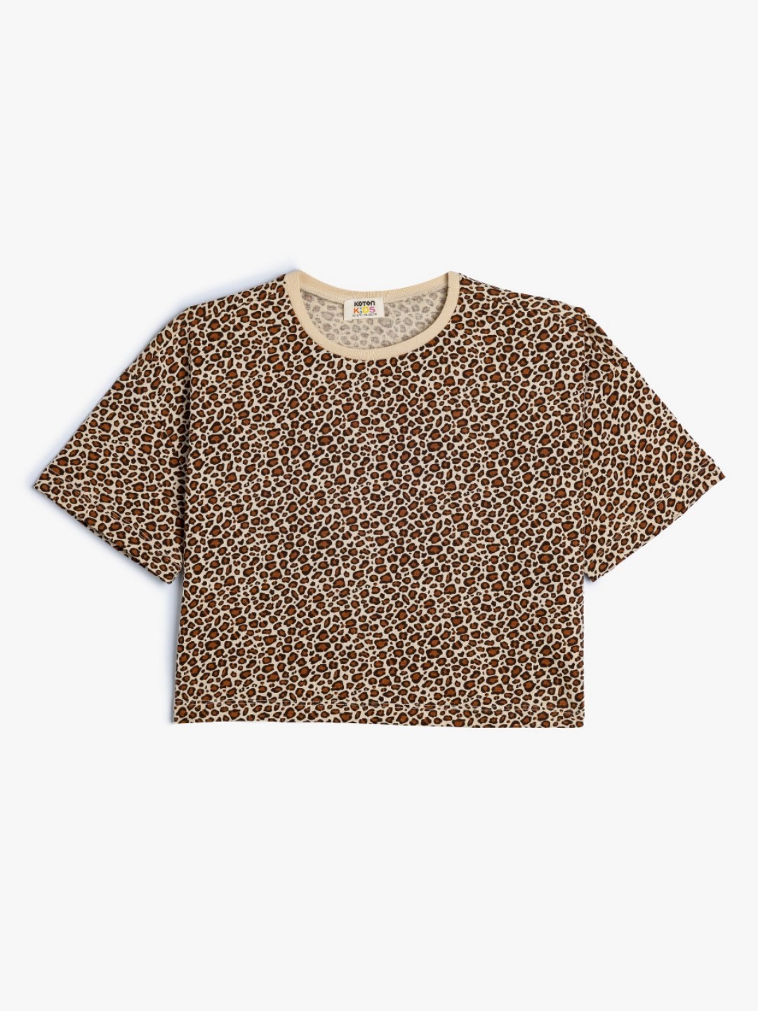 

Koton Girls Conversational Printed Round Neck Cotton T-shirt, Beige