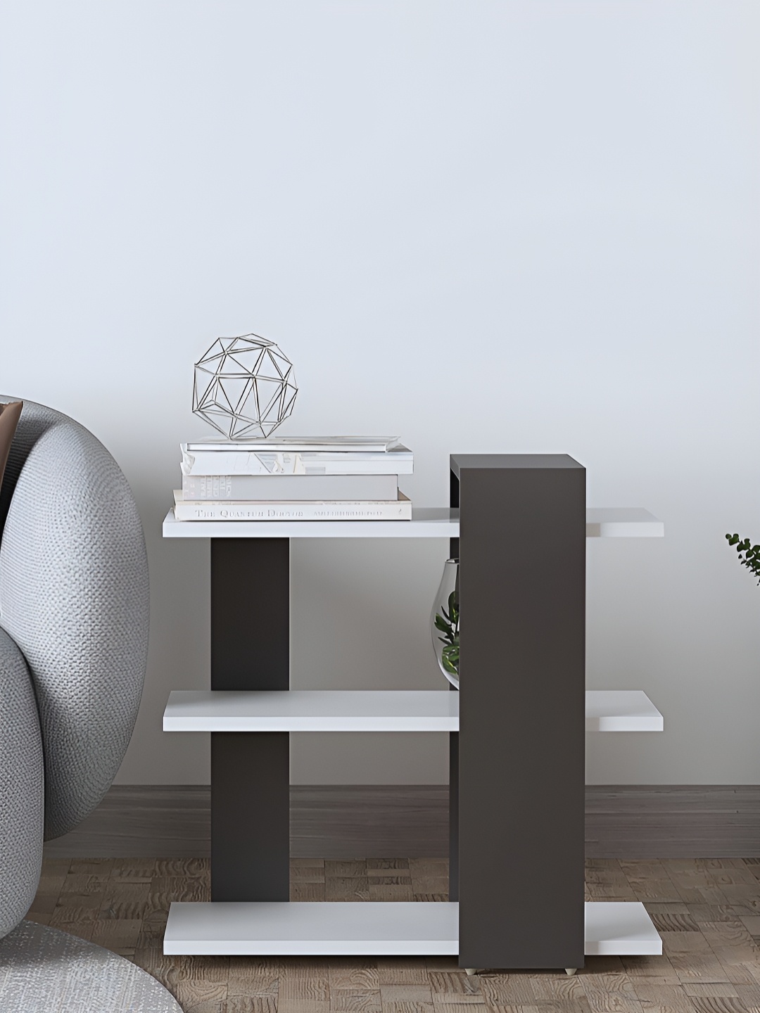 

RANDOM White & Black Engineered Wood Multipurpose Storage Wall Shelf
