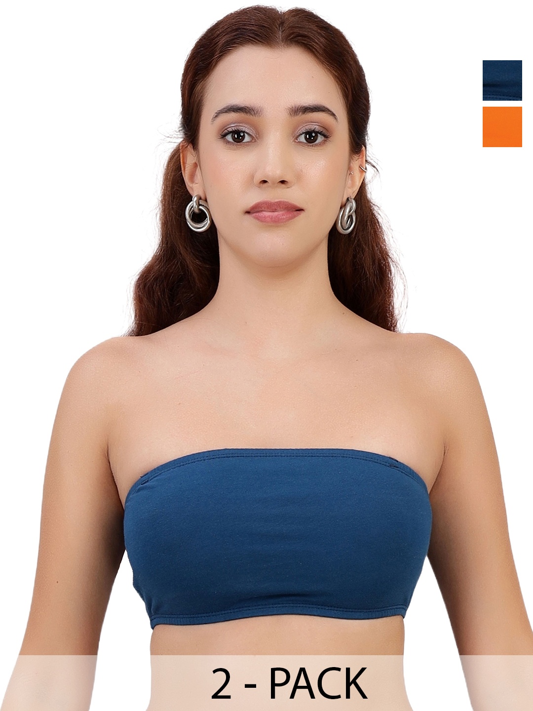 

SELFCARE Women Pack of 2 Full Coverage Bandeau Bra, Navy blue