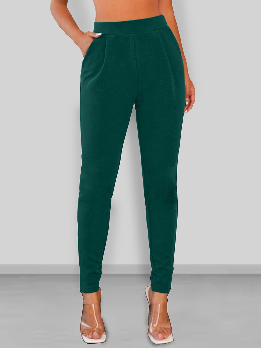 

Dream Beauty Fashion Women Easy Wash Pleated Trousers, Green