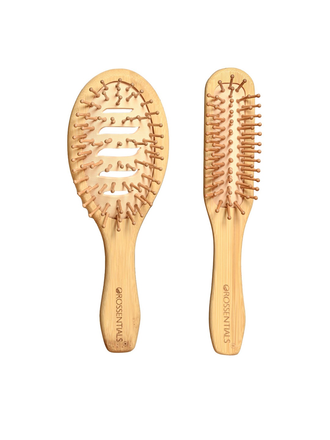 

OROSSENTIALS Set Of 2 Wooden Hair Brush, Brown