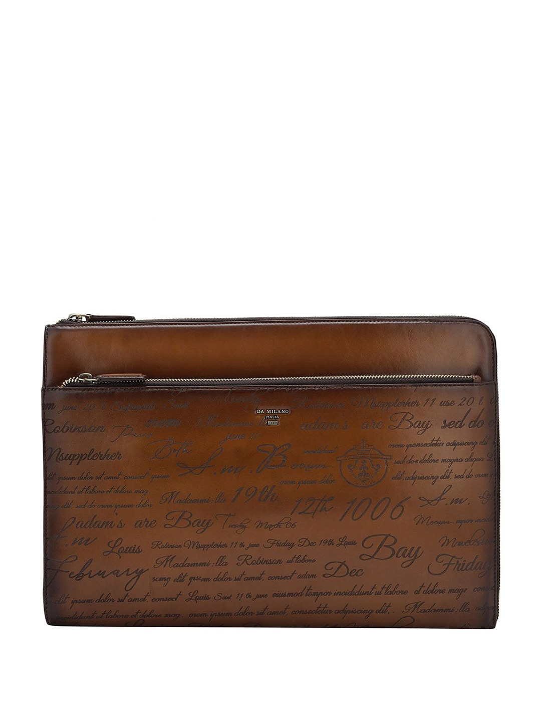 

Da Milano Unisex Textured Leather Laptop Sleeve, Brown