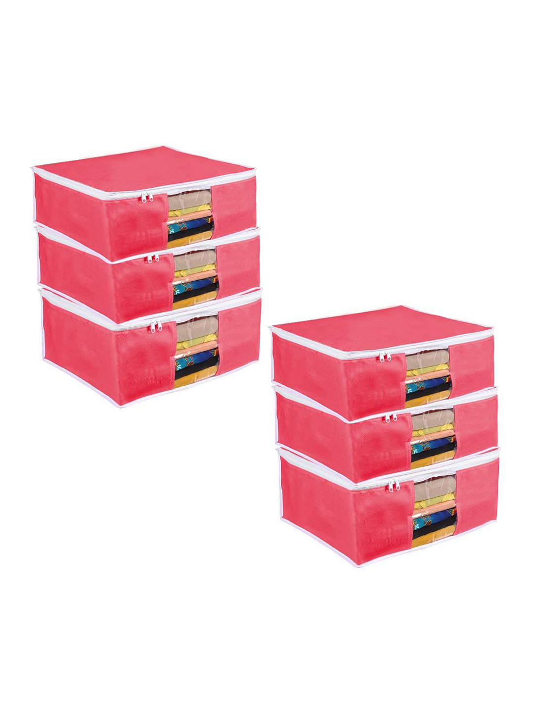 

prettykrafts Red & White 6 Pieces Wardrobe Drawer Organisers