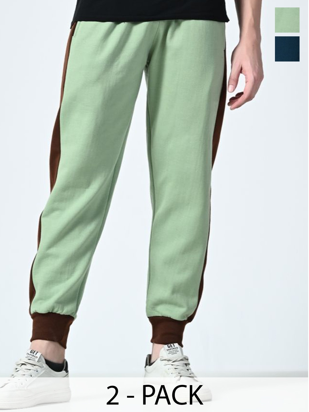 

BAESD Men Pack Of 2 Colourblocked Relaxed-Fit Jogger Trackpant, Blue