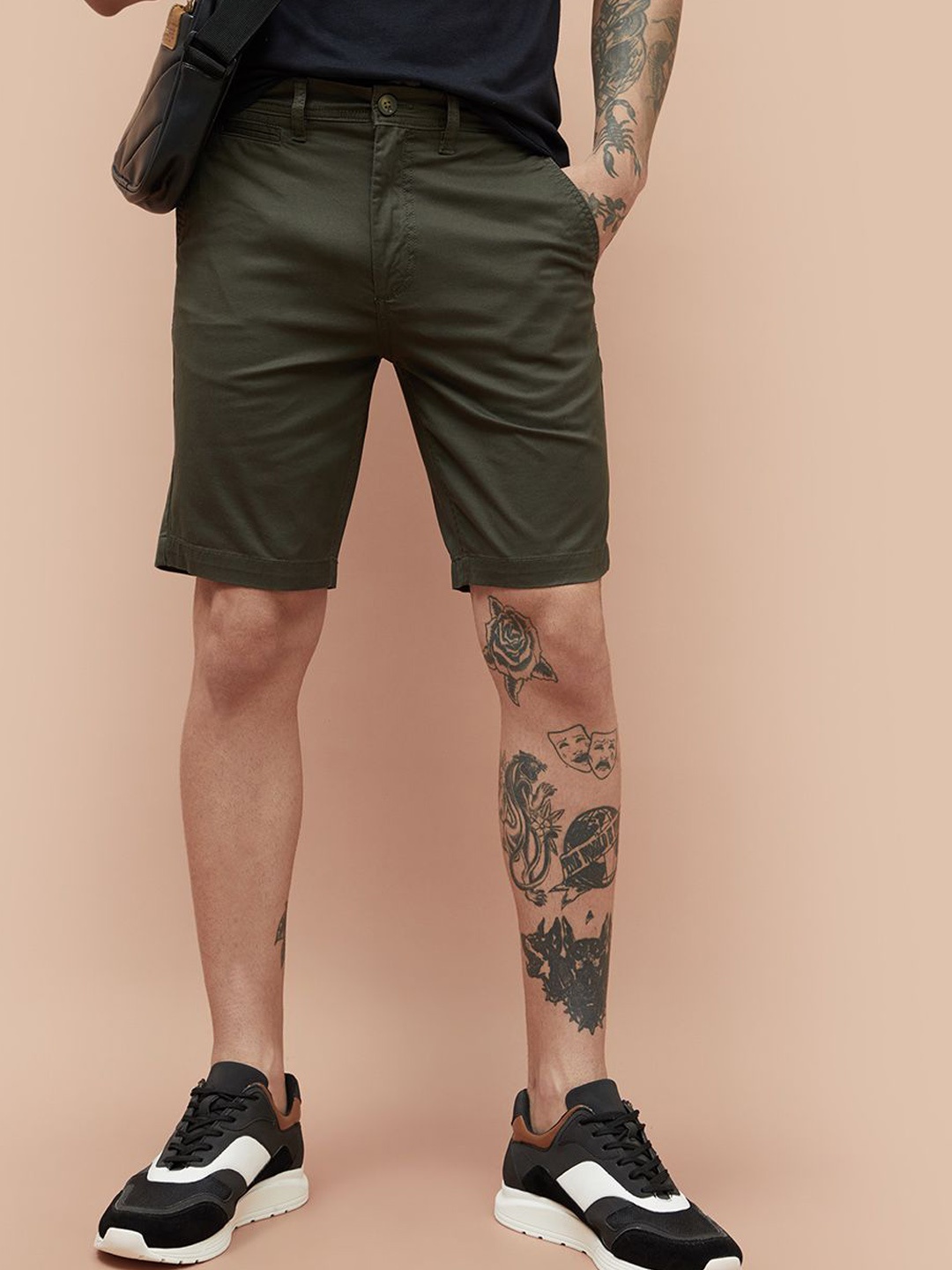 

Fame Forever by Lifestyle Men Solid Cotton Shorts, Olive