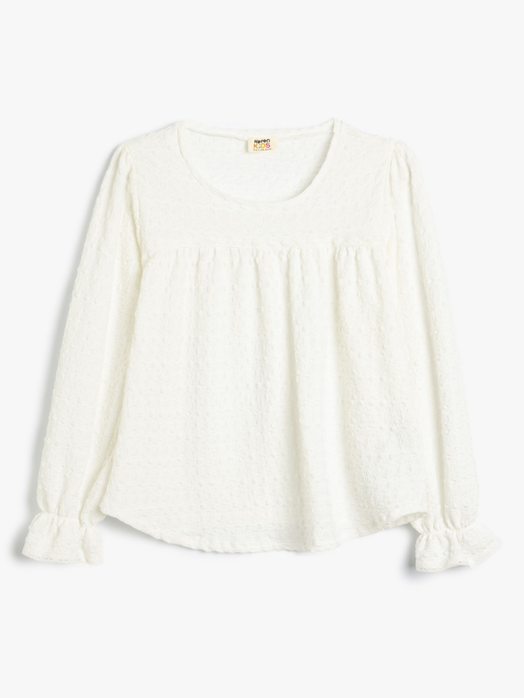 

Koton Girls Solid Round Neck Top, Beige
