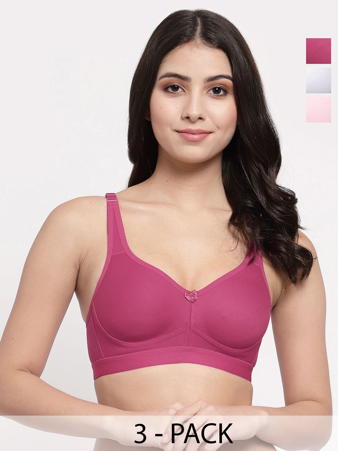 

College Girl Women Pack of 3 Full Coverage Lightly Padded Minimizer Bra, Magenta