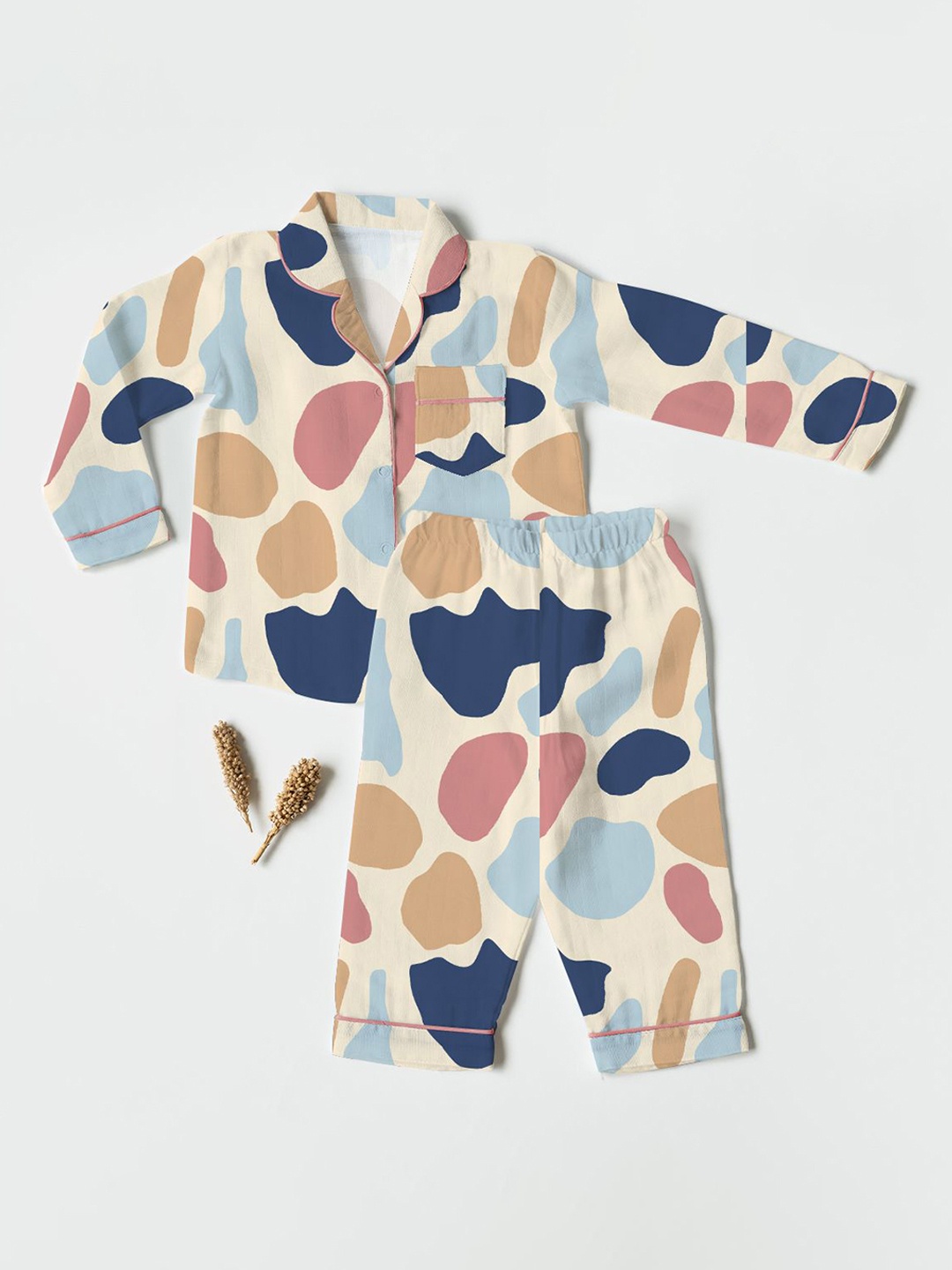 

The Boo Boo Club Unisex Kids Printed Night suit, Cream