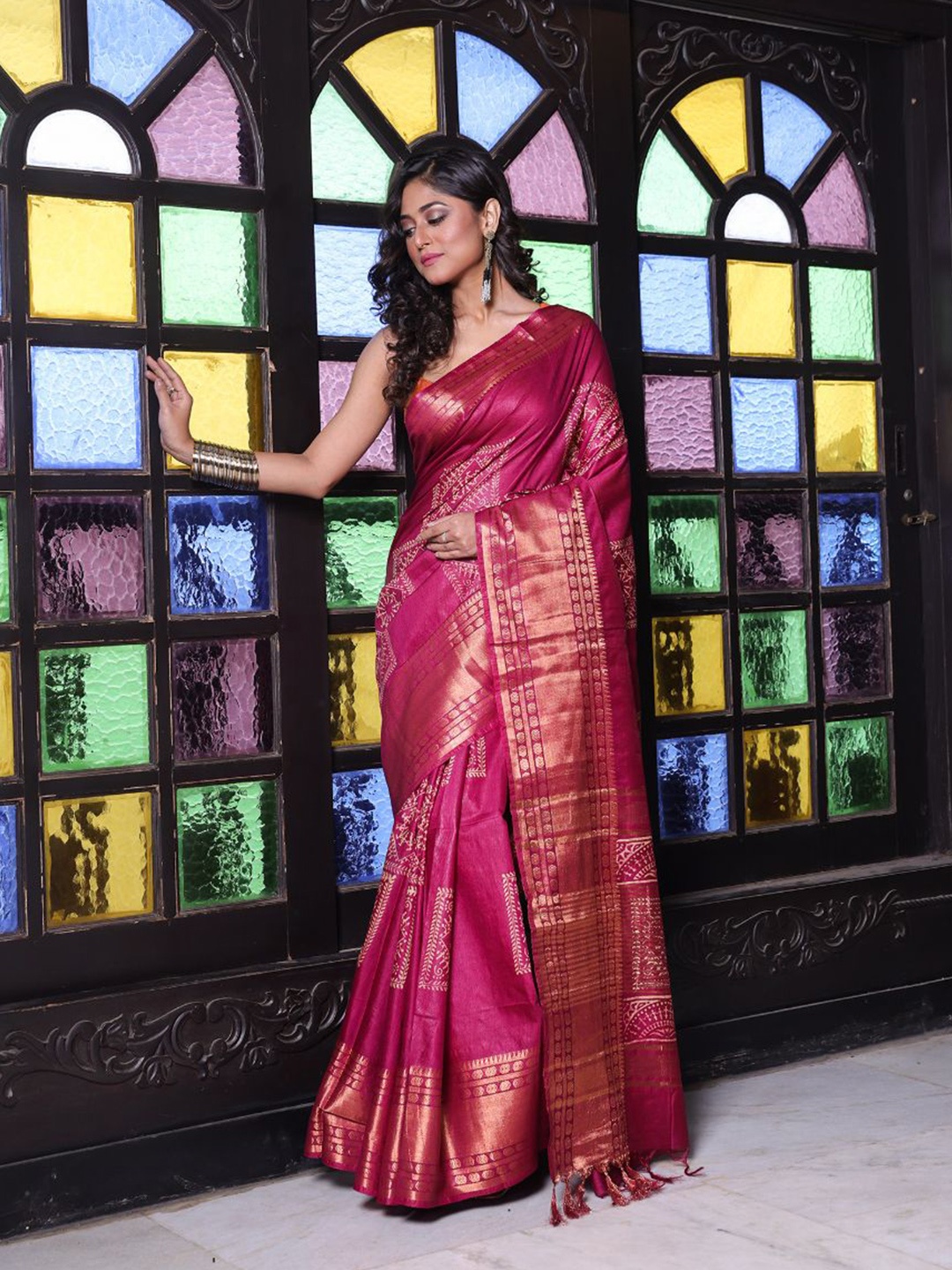 

Charukriti Ethnic Motifs Zari Saree, Purple