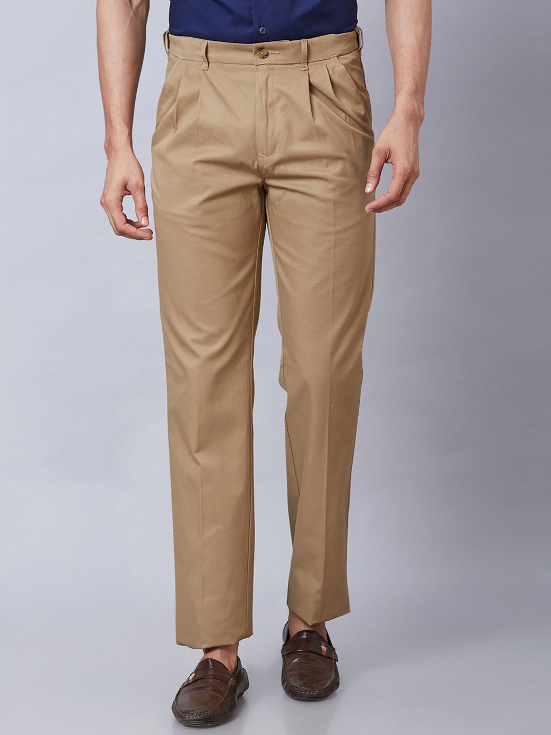 

ColorPlus Men Comfort Mid-Rise Regular Trousers, Brown