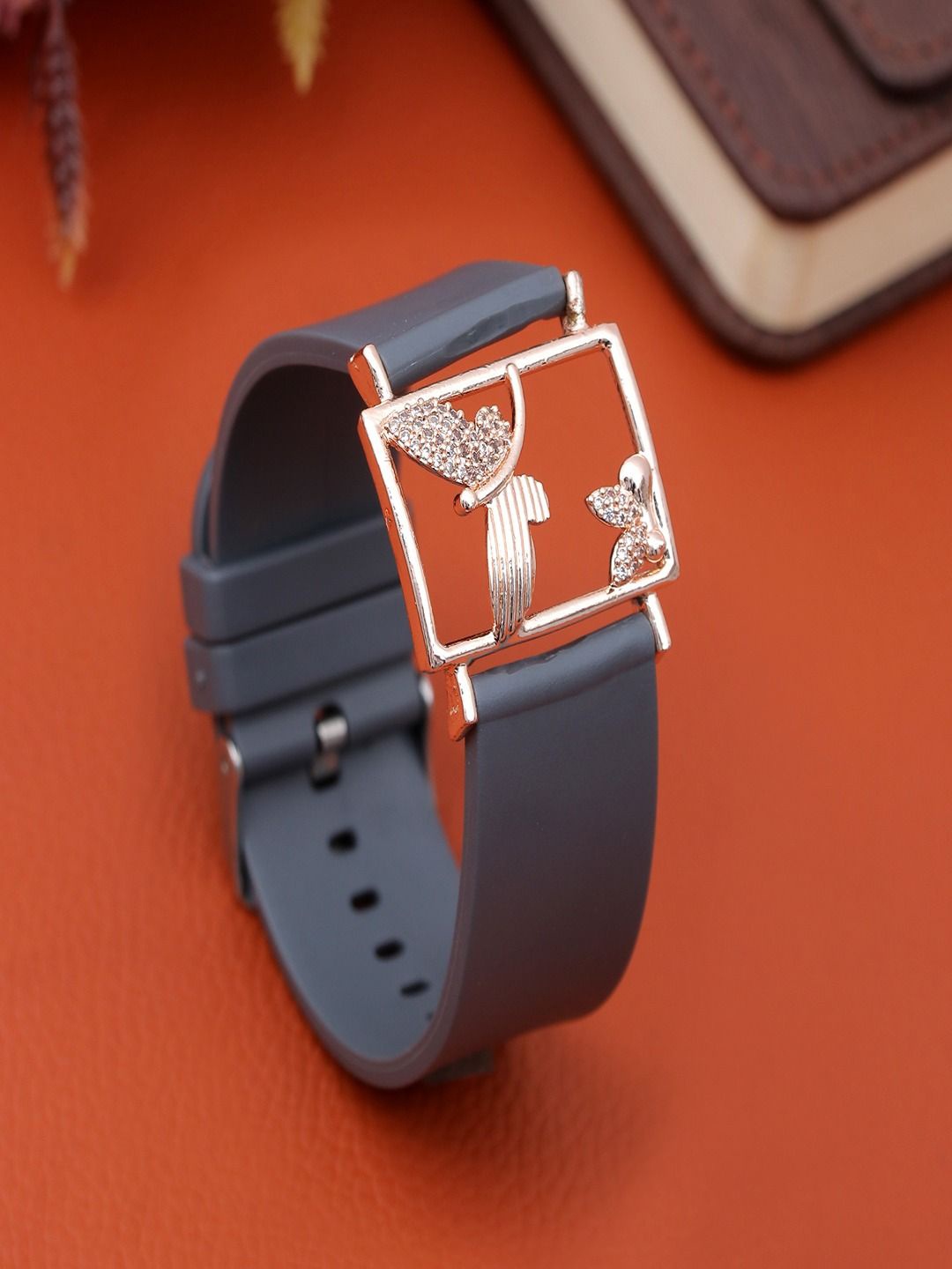

UNIVERSITY TRENDZ Rose Gold Plated Leather American Diamond Wraparound Bracelet