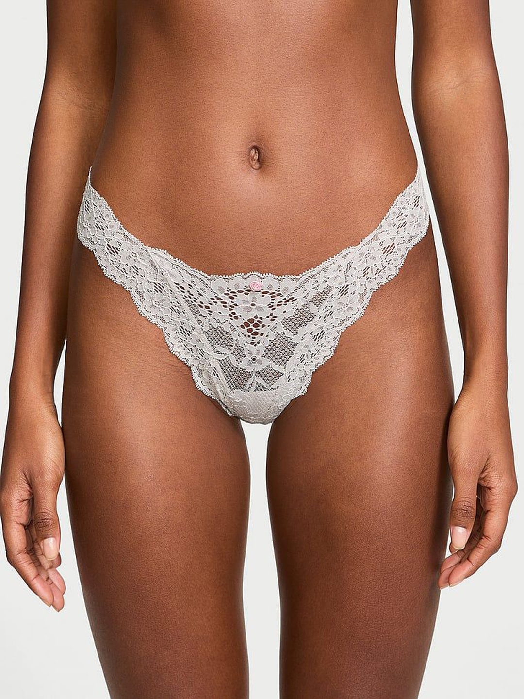 

Victoria's Secret Lace-Trim Bikini Briefs, Grey