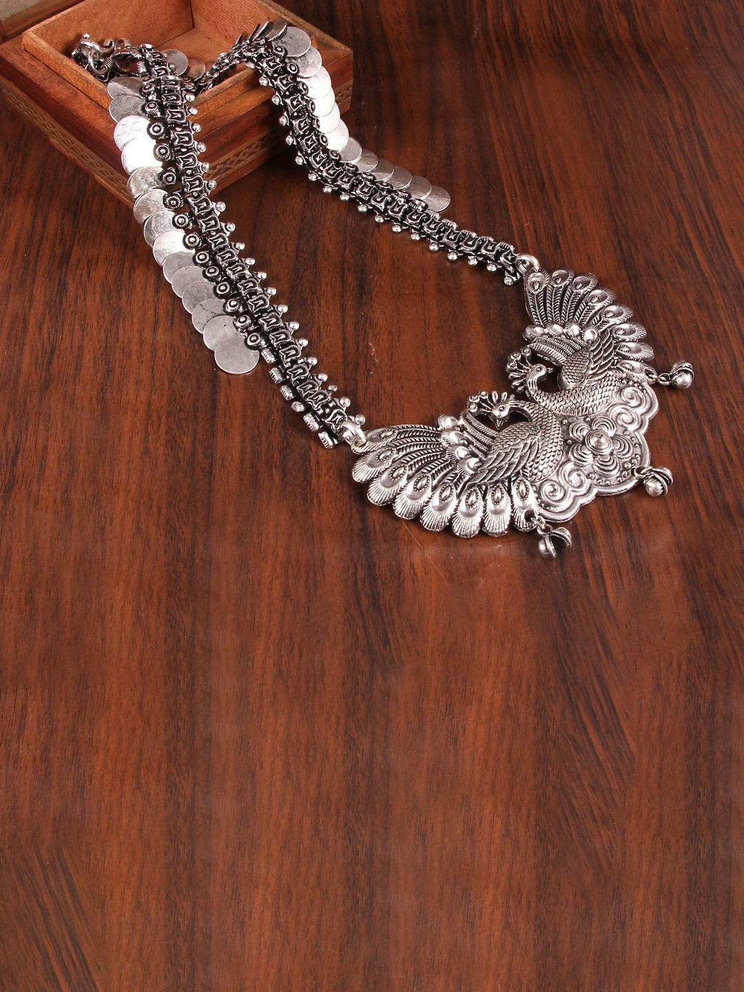 

VIRAASI Silver-Plated Oxidised Long Necklace