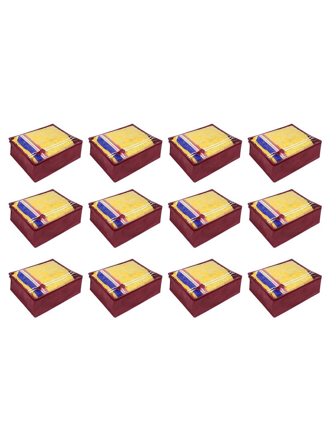 

prettykrafts Maroon & Transparent 12 Pieces Drawer Organisers