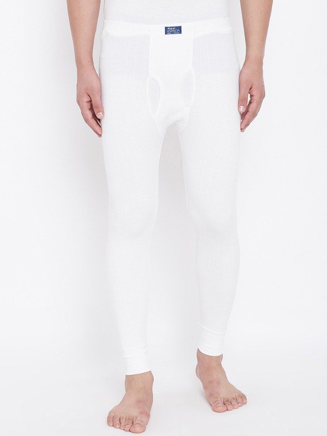 

NEVA Men Cotton Striped Mid-Rise Thermal Bottom, Off white