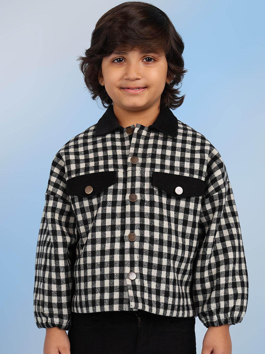 

The Tribe Kids Boys Checked Cotton Parka Jacket, Black