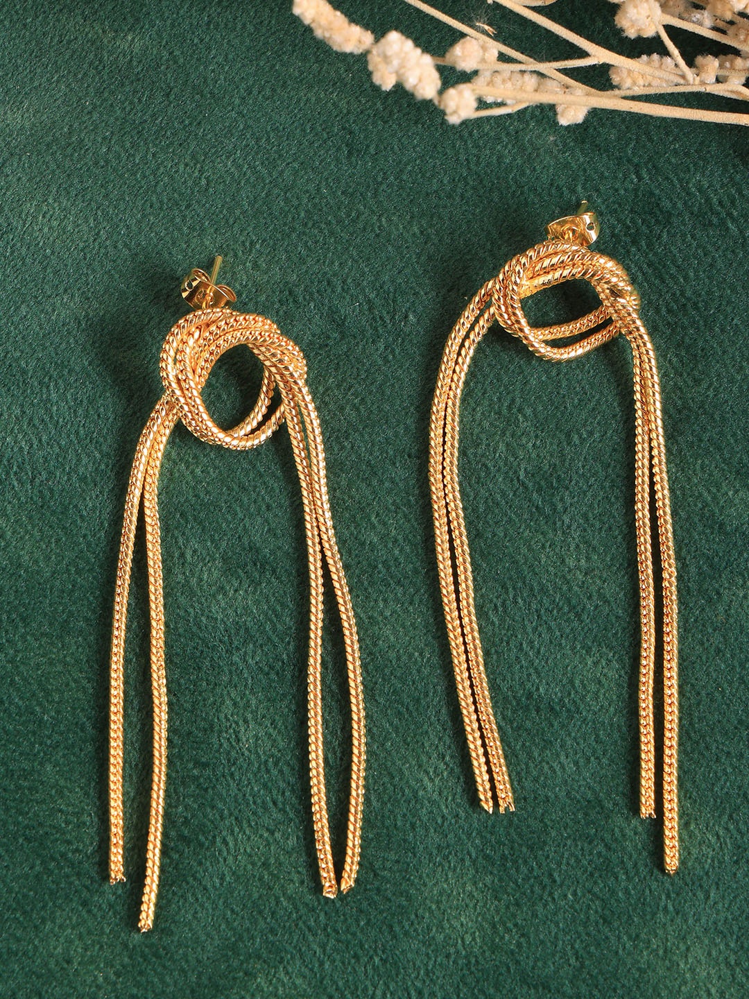 

ROYAL PITARAH Gold-Plated Contemporary Drop Earrings