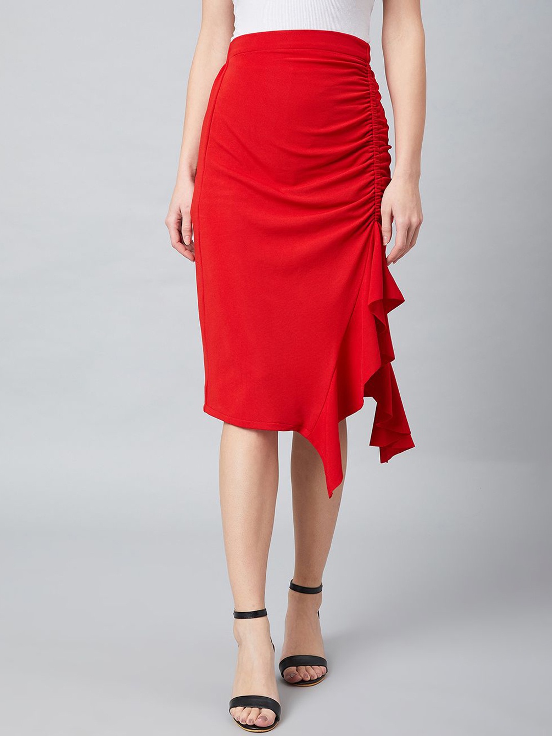 

Athena Women A-Line Midi Skirt, Red