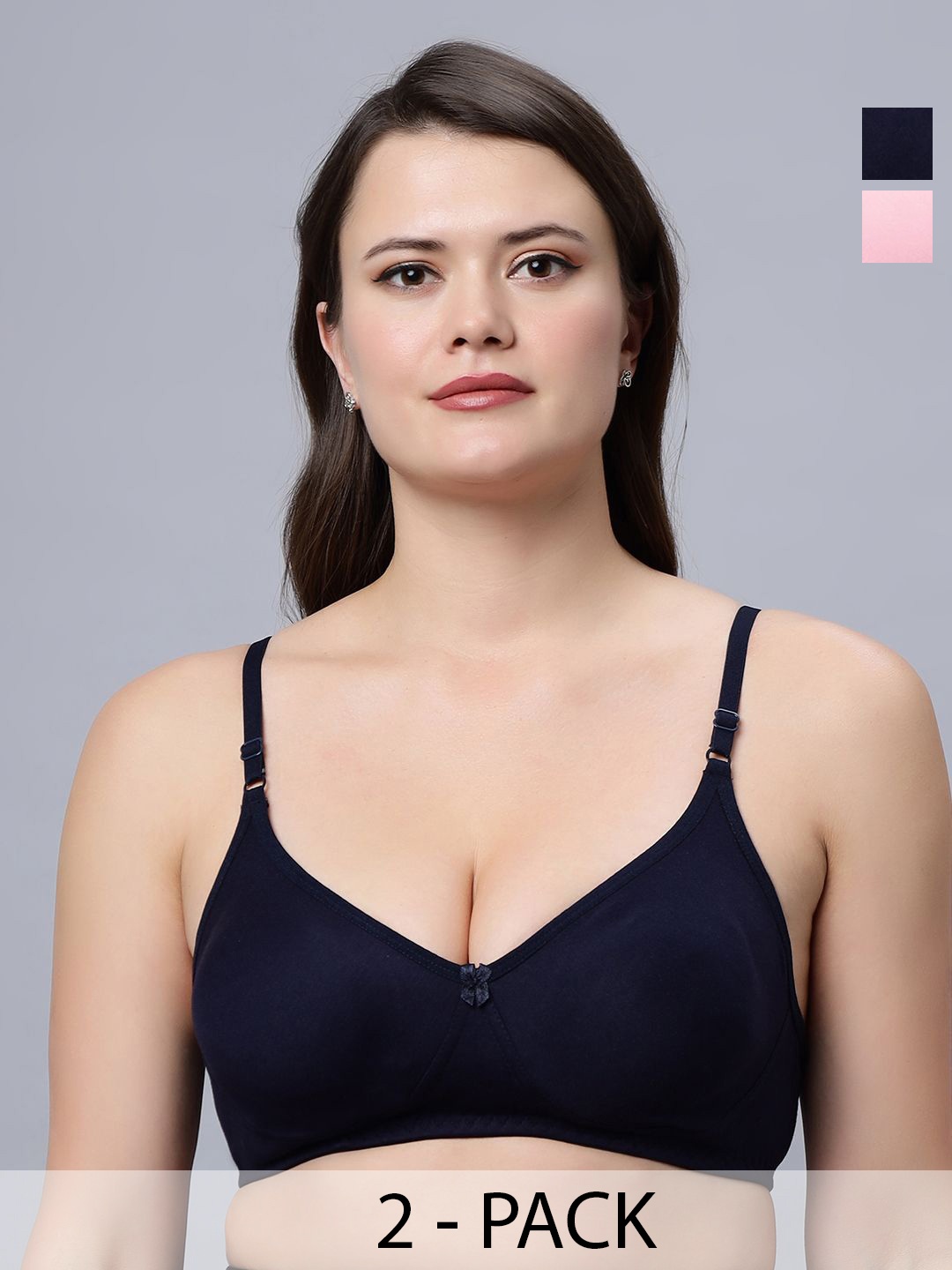 

In Care Women Pack of 2 Full Coverage Non Padded T-shirt Bra, Navy blue