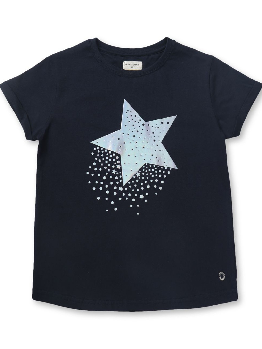 

Gini and Jony Girls Graphic Printed Round Neck Cotton T-shirt, Navy blue
