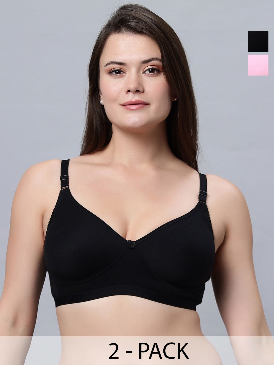 

In Care Pack Of 2 Medium Coverage T-shirt Bra, Black