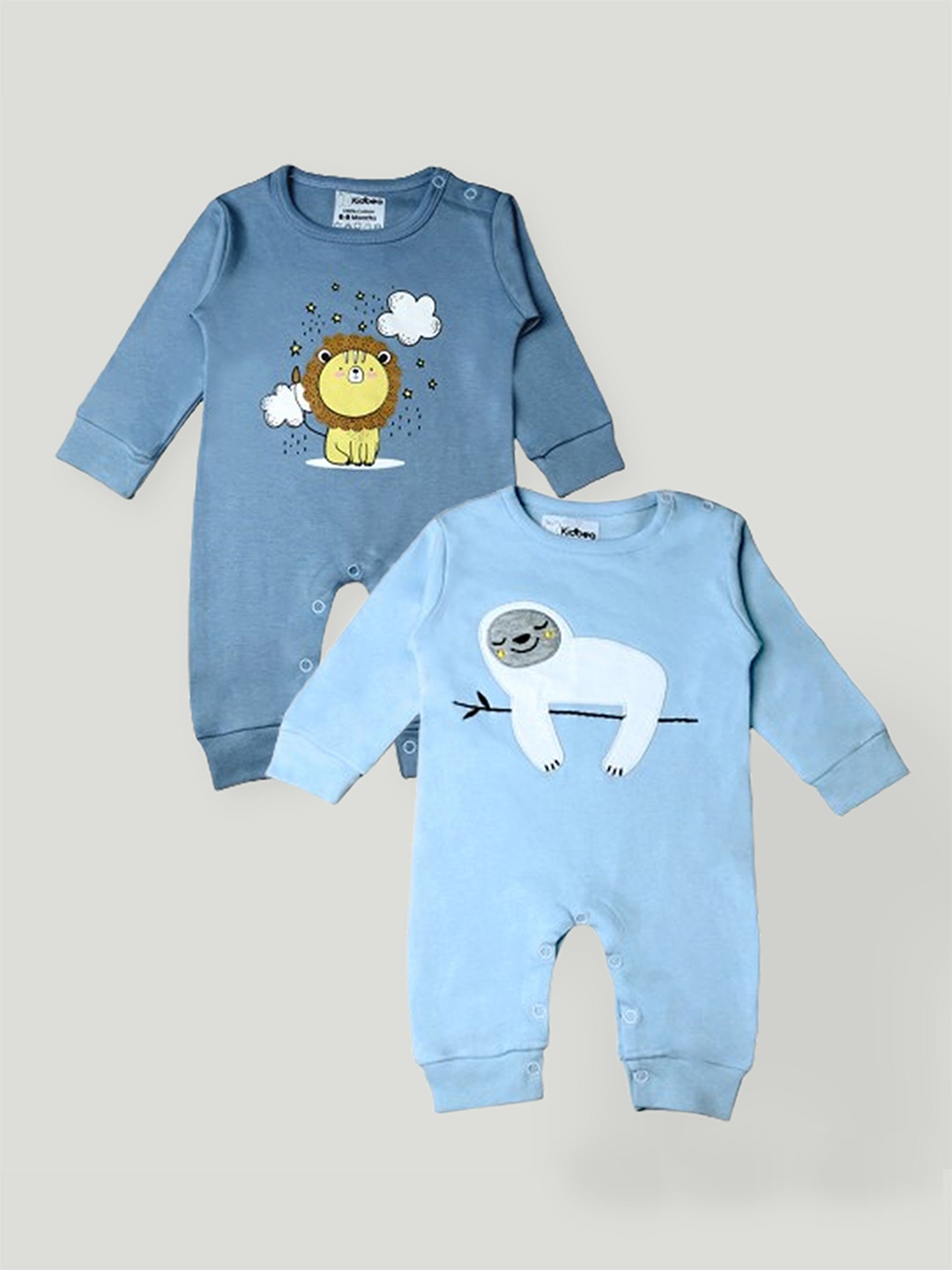 

Kidbea Infants Pack Of 2 Printed Organic Cotton Rompers, Blue