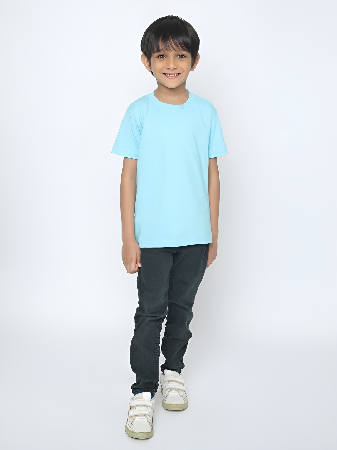 

FALTU.CO Boys Solid Round Neck Pure Cotton T-shirt, Sea green