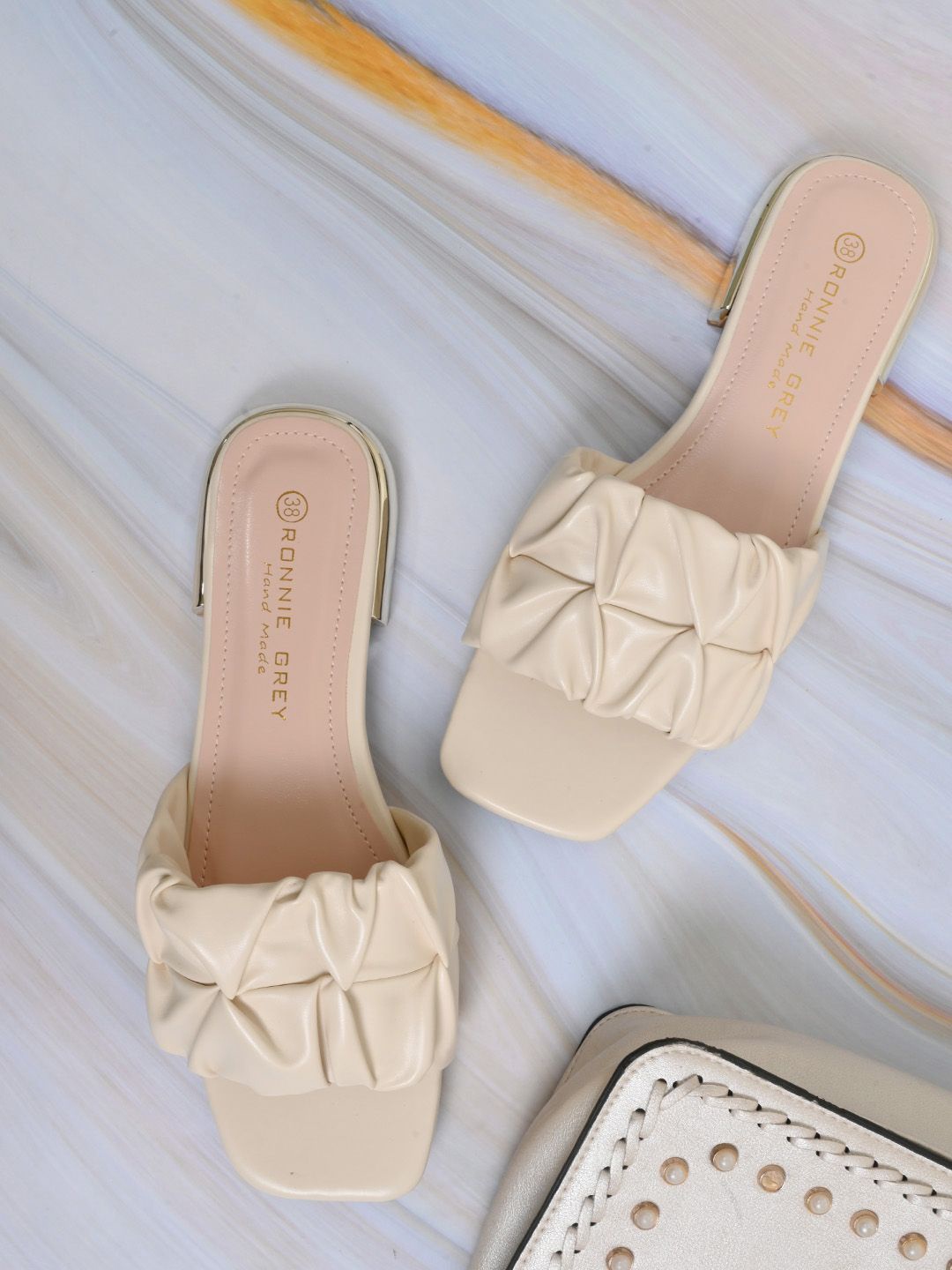 

Ronnie Grey Women Slip-On Open Toe Flats, Beige