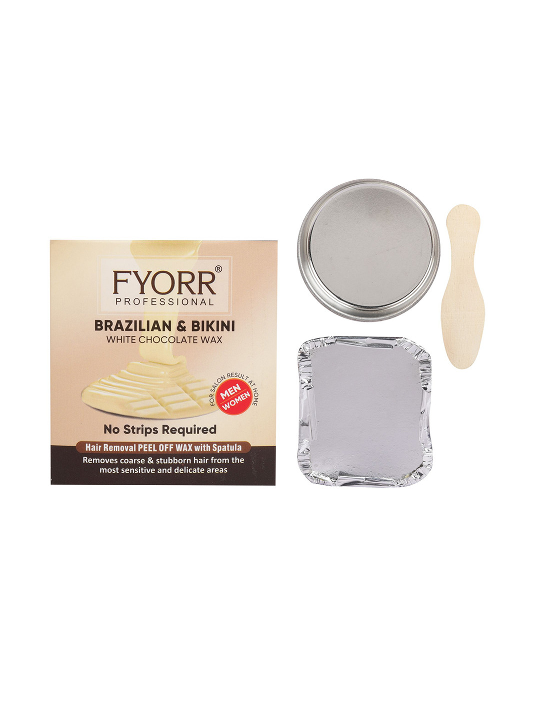 

FYORR Brazilian & Bikini Hair Removal Peel Off Wax With Wooden Spatula - 80 g, White