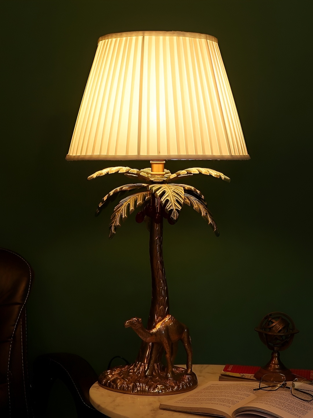 

pristine interiors Beige Metal Contemporary Cylindrical Shaped Table Lamp