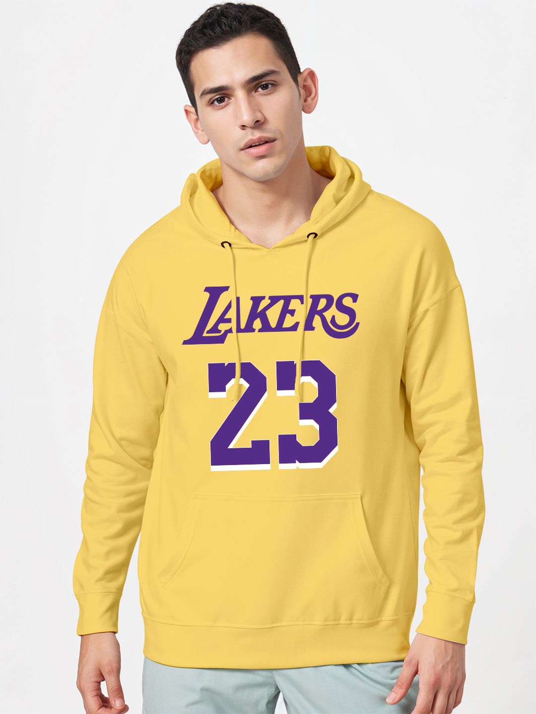 

Crazymonk Men Typography Printed Hood Cotton Pullover Sweatshirt, Yellow