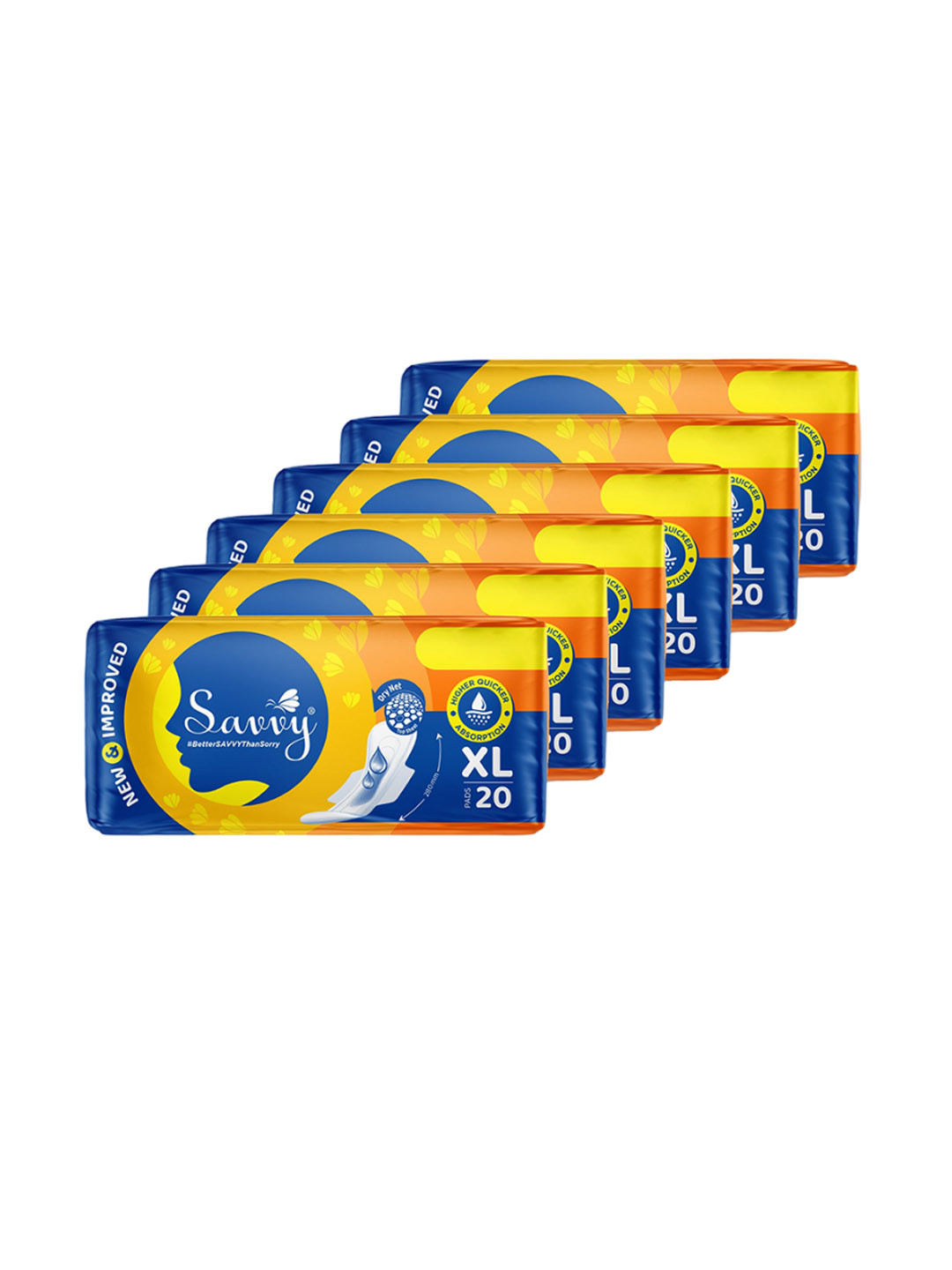 

Savvy Set Of 6 High Quick Absorbent Disposable Period Panties XL - 20 Pads Each, White