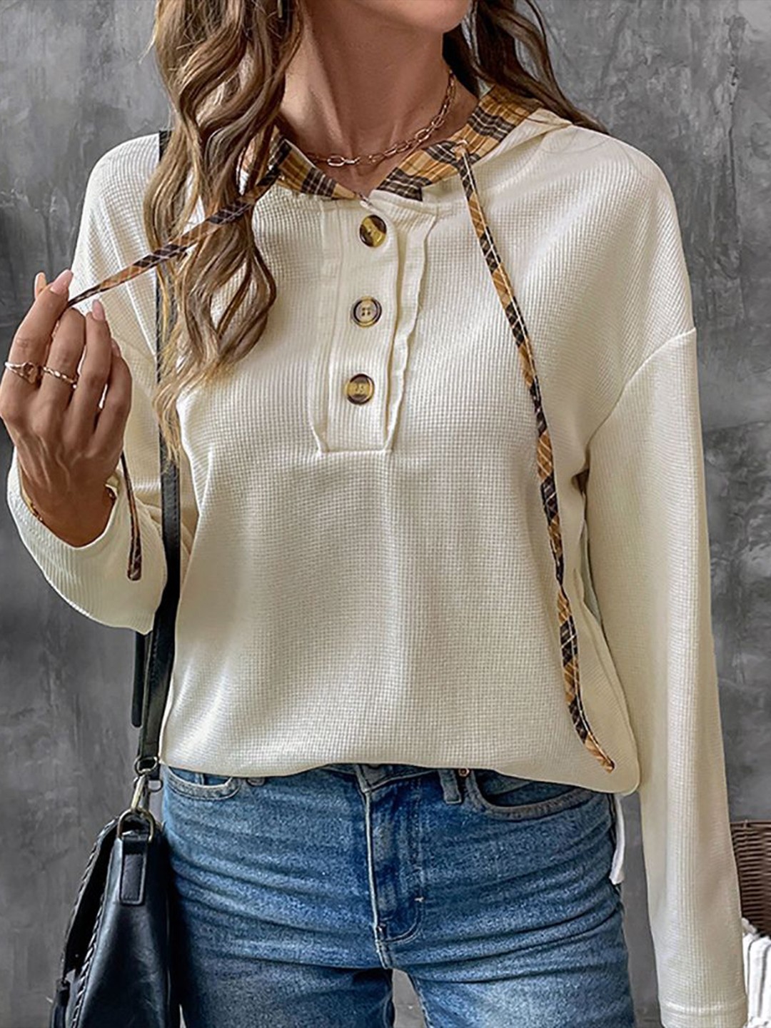 

StyleCast x Revolte Women Solid Hood Top, Beige