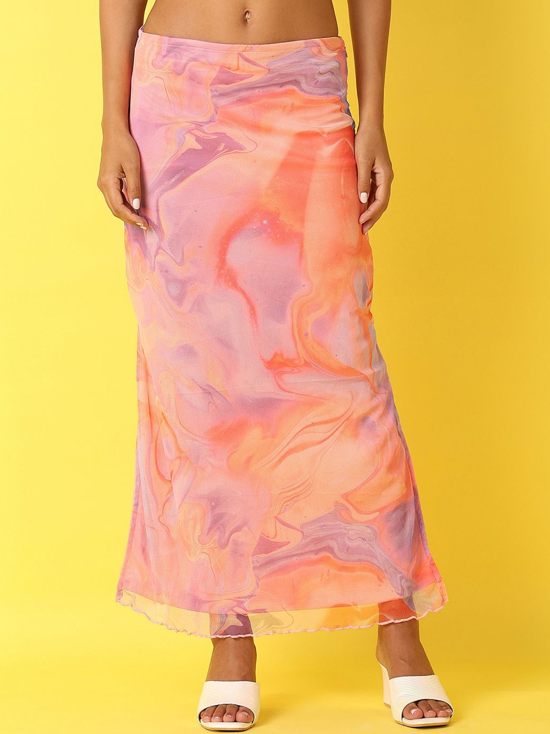 

UNLIMITED Abstract Printed A-Line Maxi Skirts, Pink